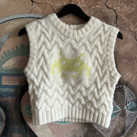 Zara Women's Space Invaders Taito Sweater Knit Short Vest - Picture 5 of 11